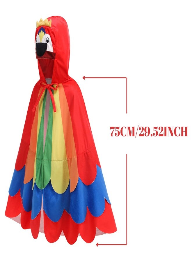 HAPNBCELE Parrot Costume for Kids, Rainbow Bird Wings Shawl Dress Up Cute Animal Cape Role Play Halloween Party for Boy Girl (29.52Inch/75cm, Red) - Image 3